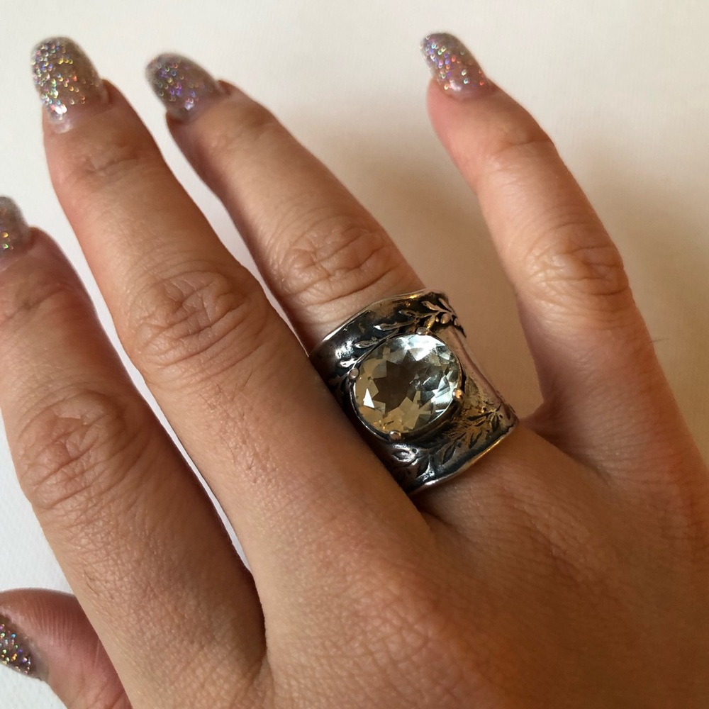 Solid Citrin Gemstone Sterling silver Ring